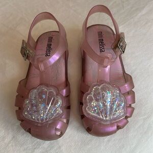Mini Melissa Pink Seashell Sandals Size 10